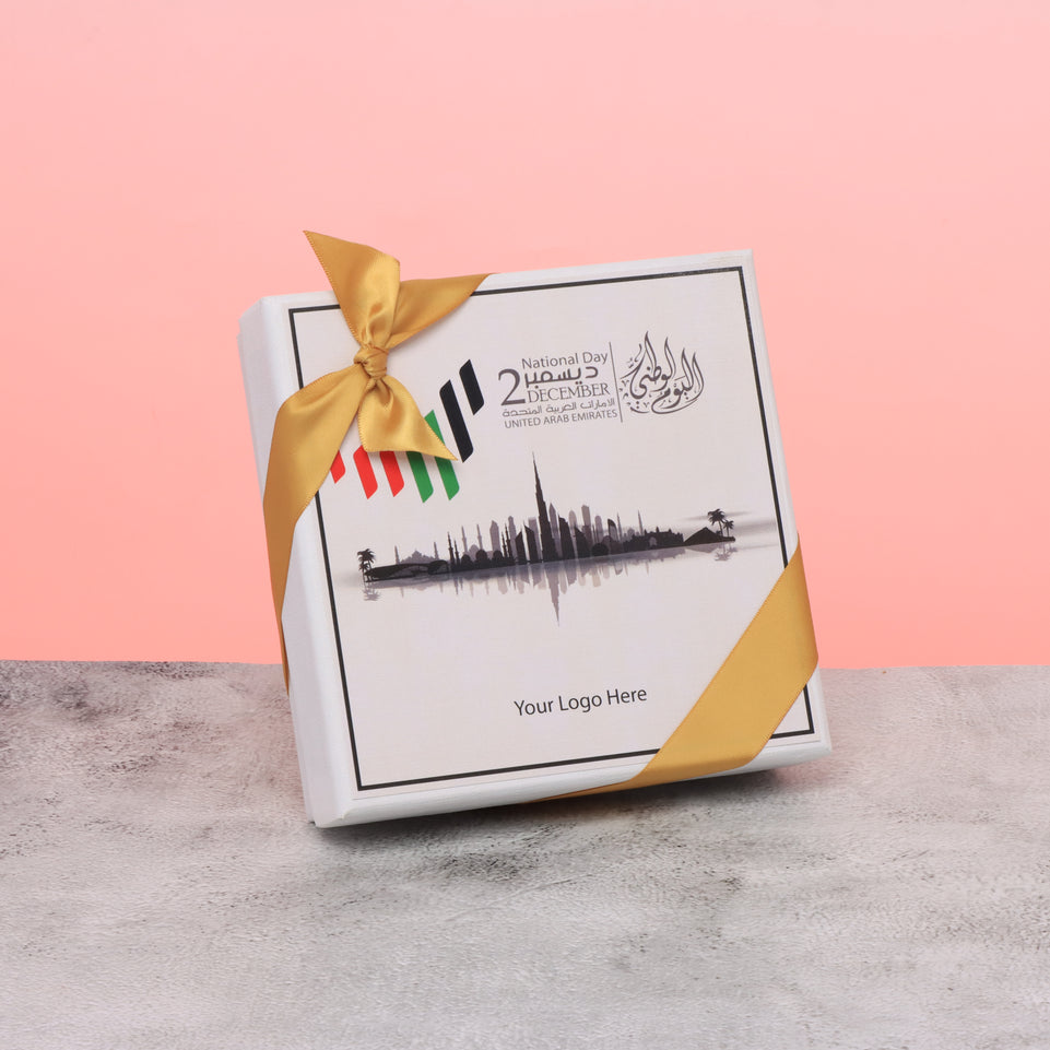 Set of 5 corporate customized UAE national day designed premium chocolate 9P hard box