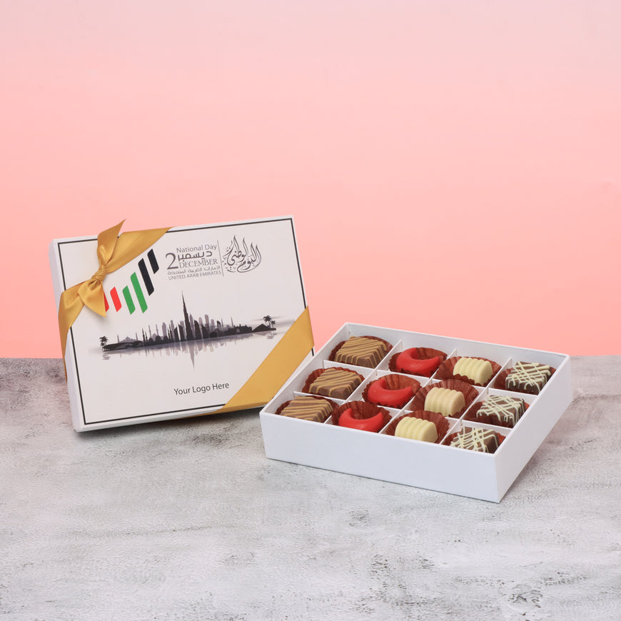 Set of 5 corporate customized UAE national day premium chocolate 12P hard box