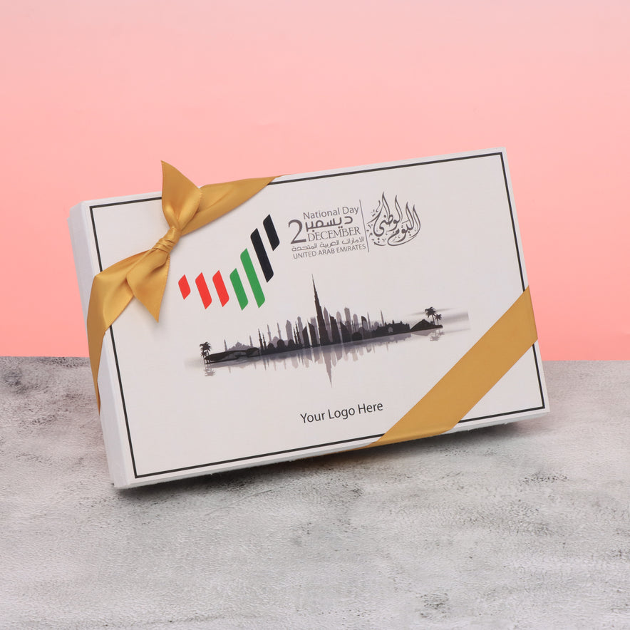 Set of 4 corporate customized UAE national day designed premium chocolate 15P hard box