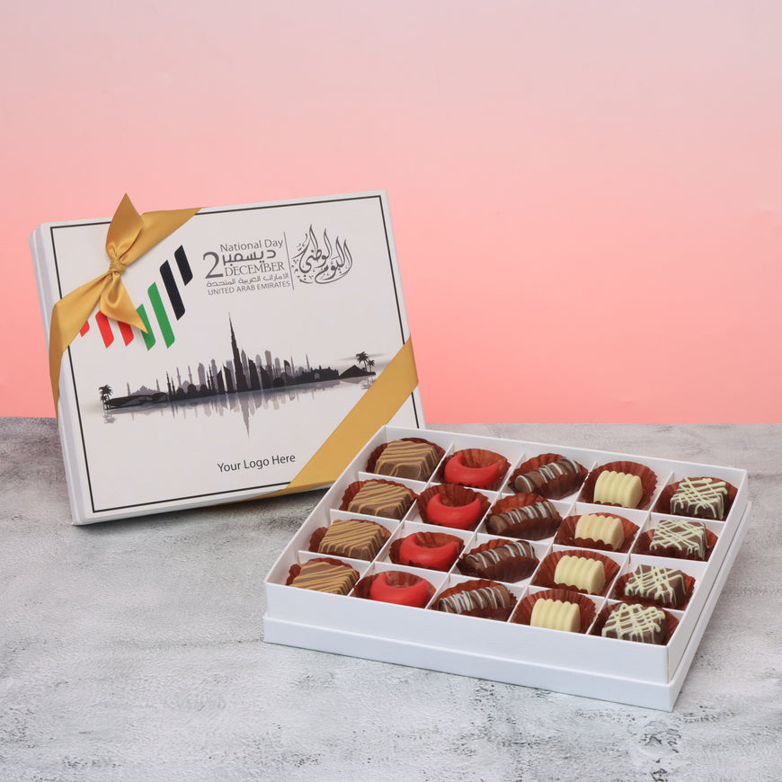 Set of 3 corporate customized UAE national day premium chocolate 20P hard box
