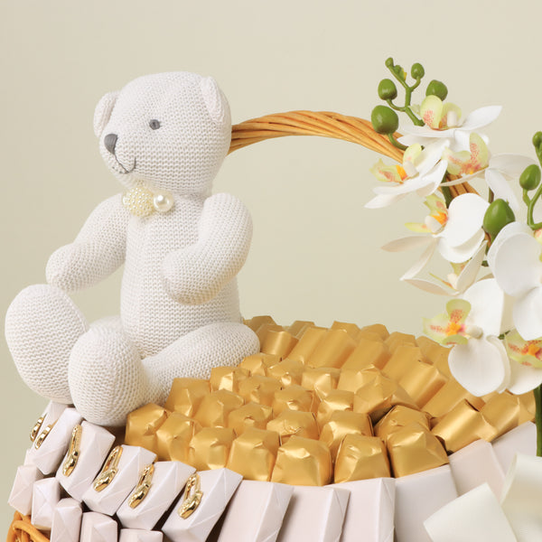 Baby teddy bear theme premium chocolate large basket