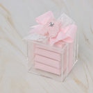 Set of 20 Baby decorated crochet bootie chocolate acrylic box