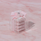 Set of 20 Baby decorated crochet bootie chocolate acrylic box