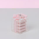 Set of 20 Baby decorated crochet bootie chocolate acrylic box