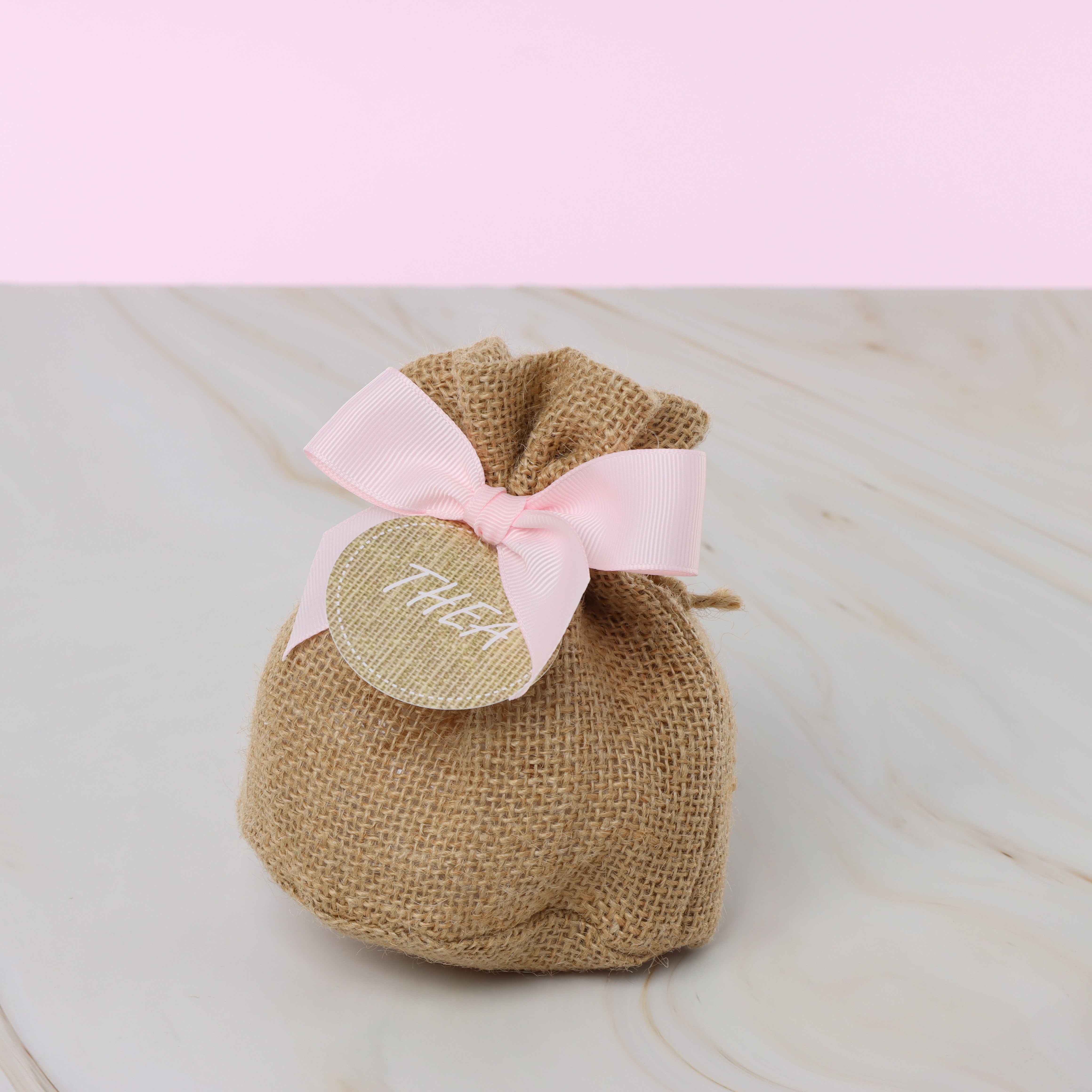 Set of 20 Baby rustic chocolate jute bag