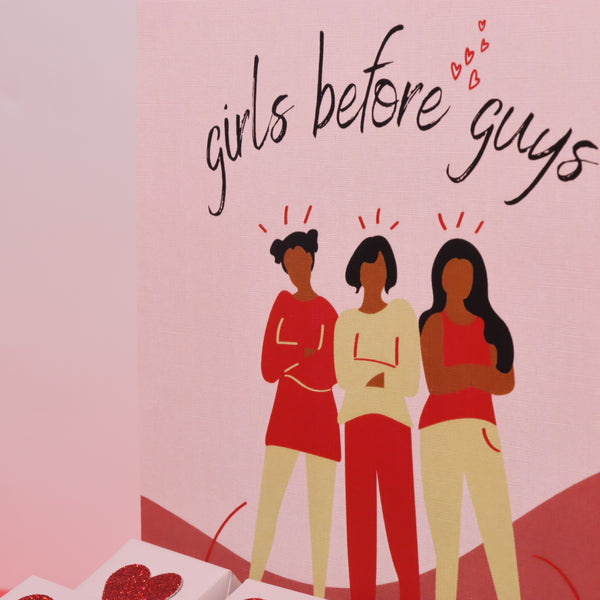 Girls before guys valentine designed chocolate medium hamper