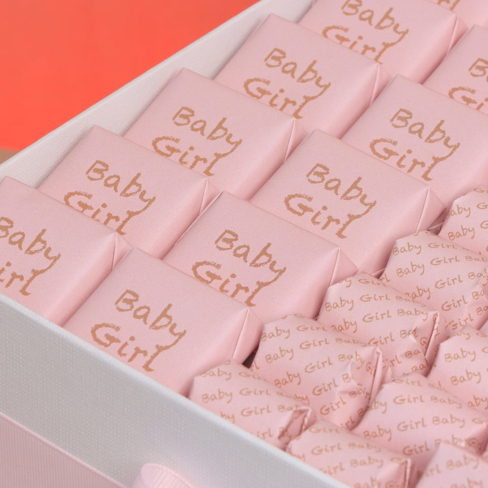 Baby girl teddy themed personalized chocolate extra large hamper