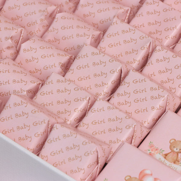 Baby girl teddy themed personalized chocolate extra large hamper