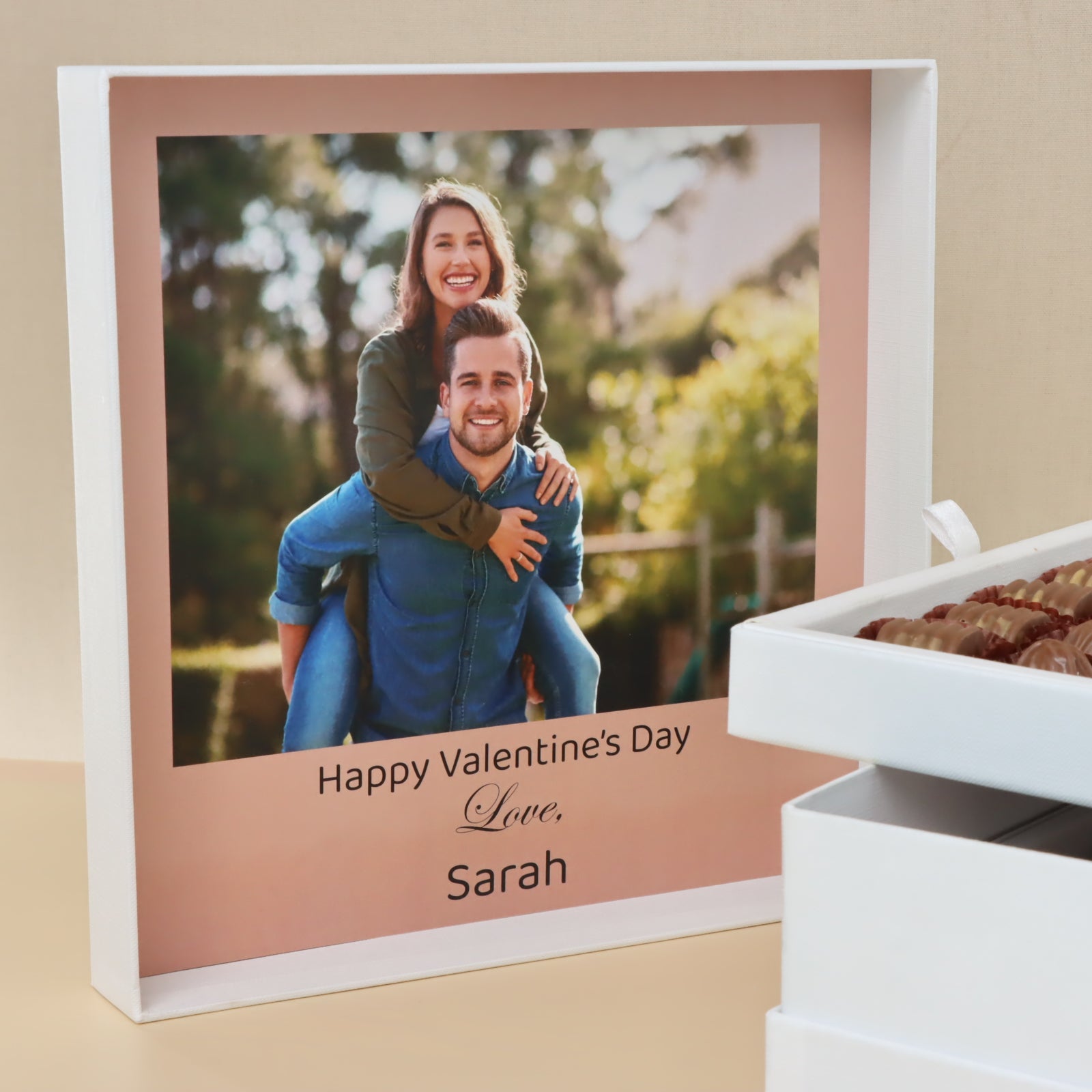 Valentines personalized photo designed chocolate 2-layer hard box