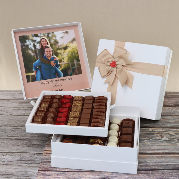 Valentines personalized photo designed chocolate 2-layer hard box