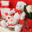 Happy valentines decorated chocolate & sweets leather medium tray with acrylic backdrop