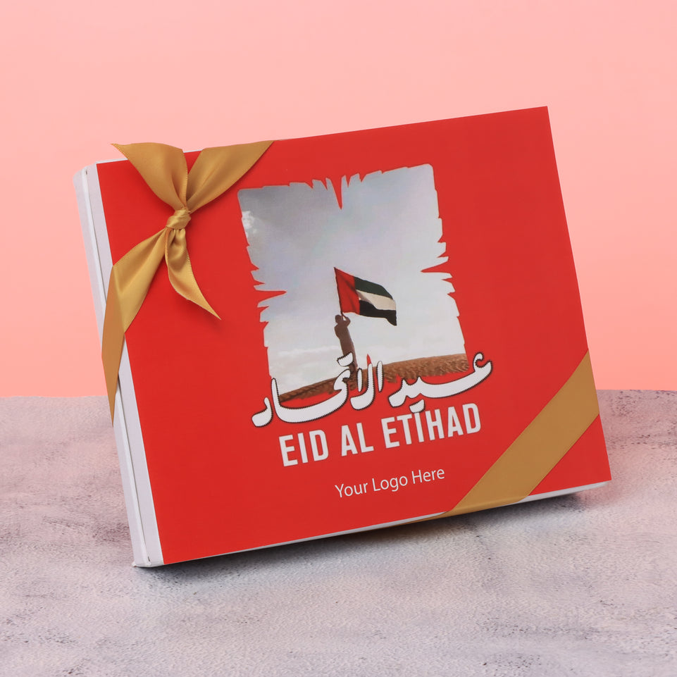 Set of 3 corporate customized eid al etihad designed premium chocolate 20p hard box