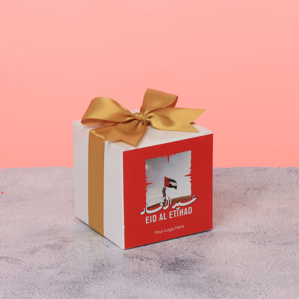 Set of 20 corporate customized UAE national day designed premium chocolate cube soft box