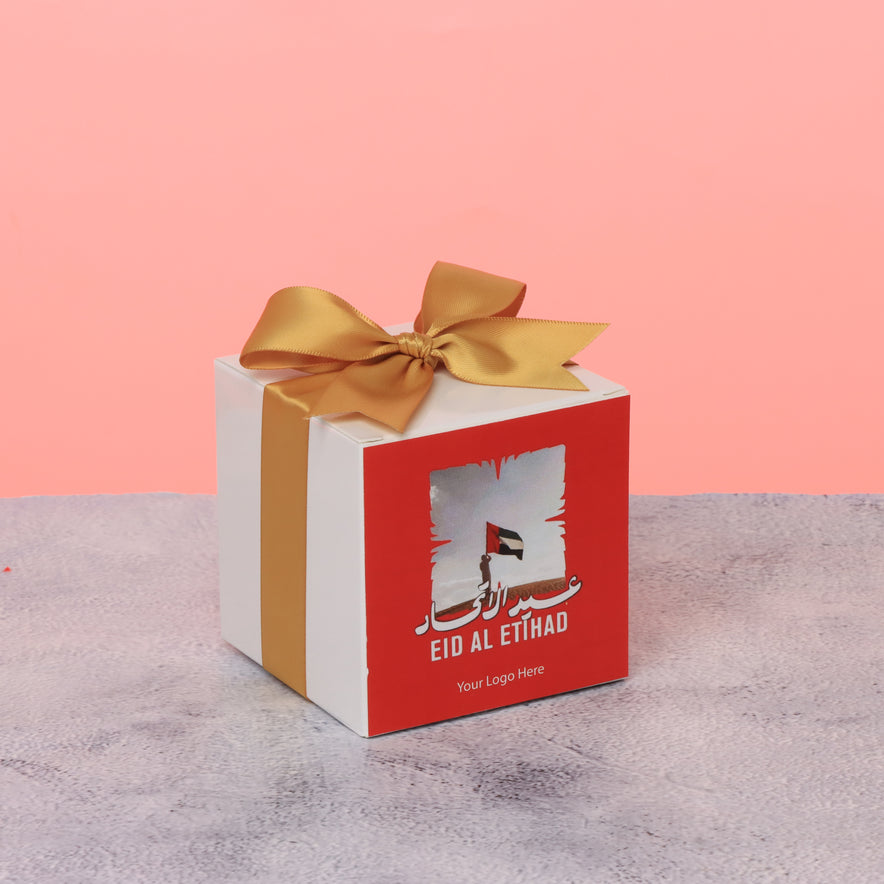 Set of 20 corporate customized UAE national day designed premium chocolate cube soft box
