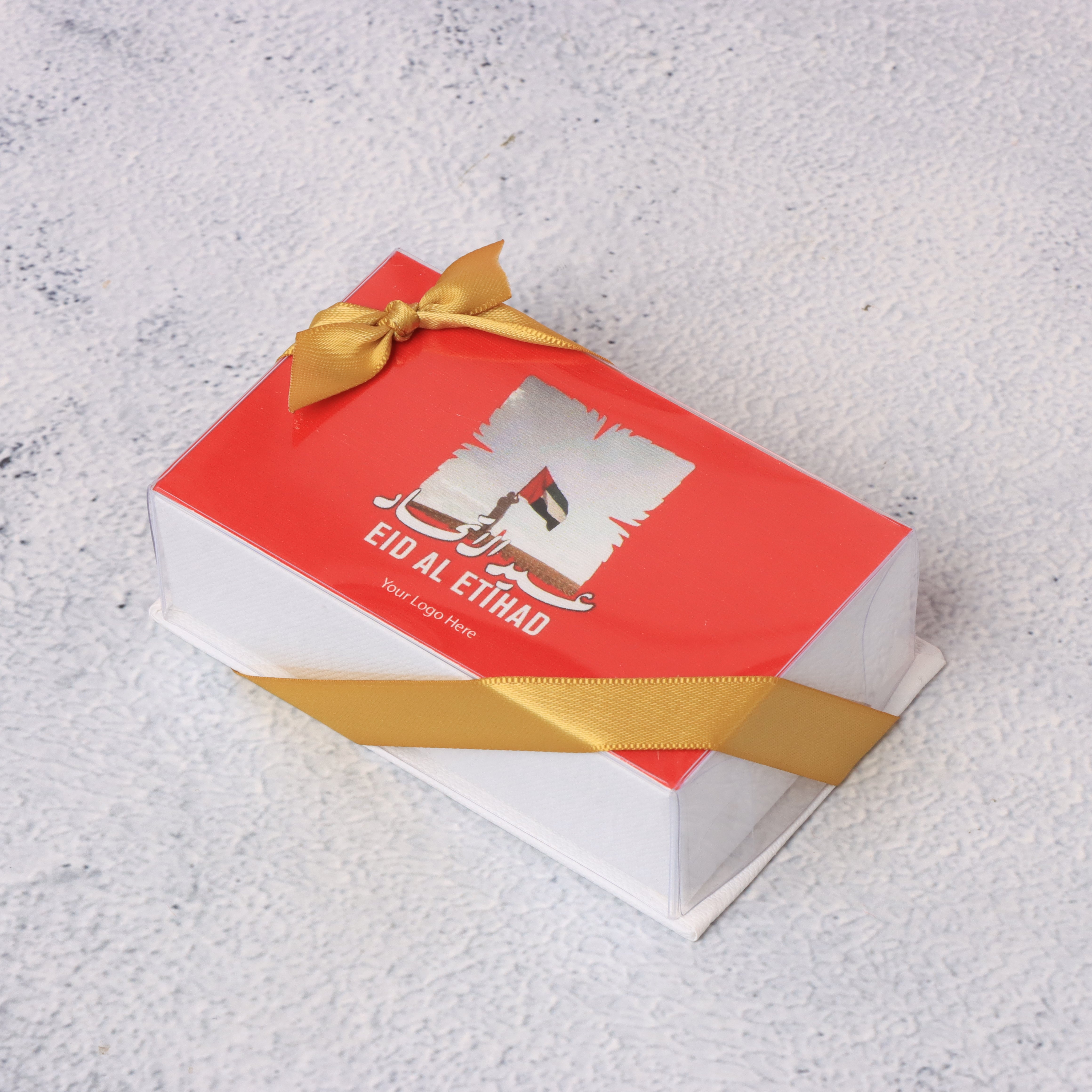 Set of 20 corporate customized UAE national day designed premium chocolate view top box