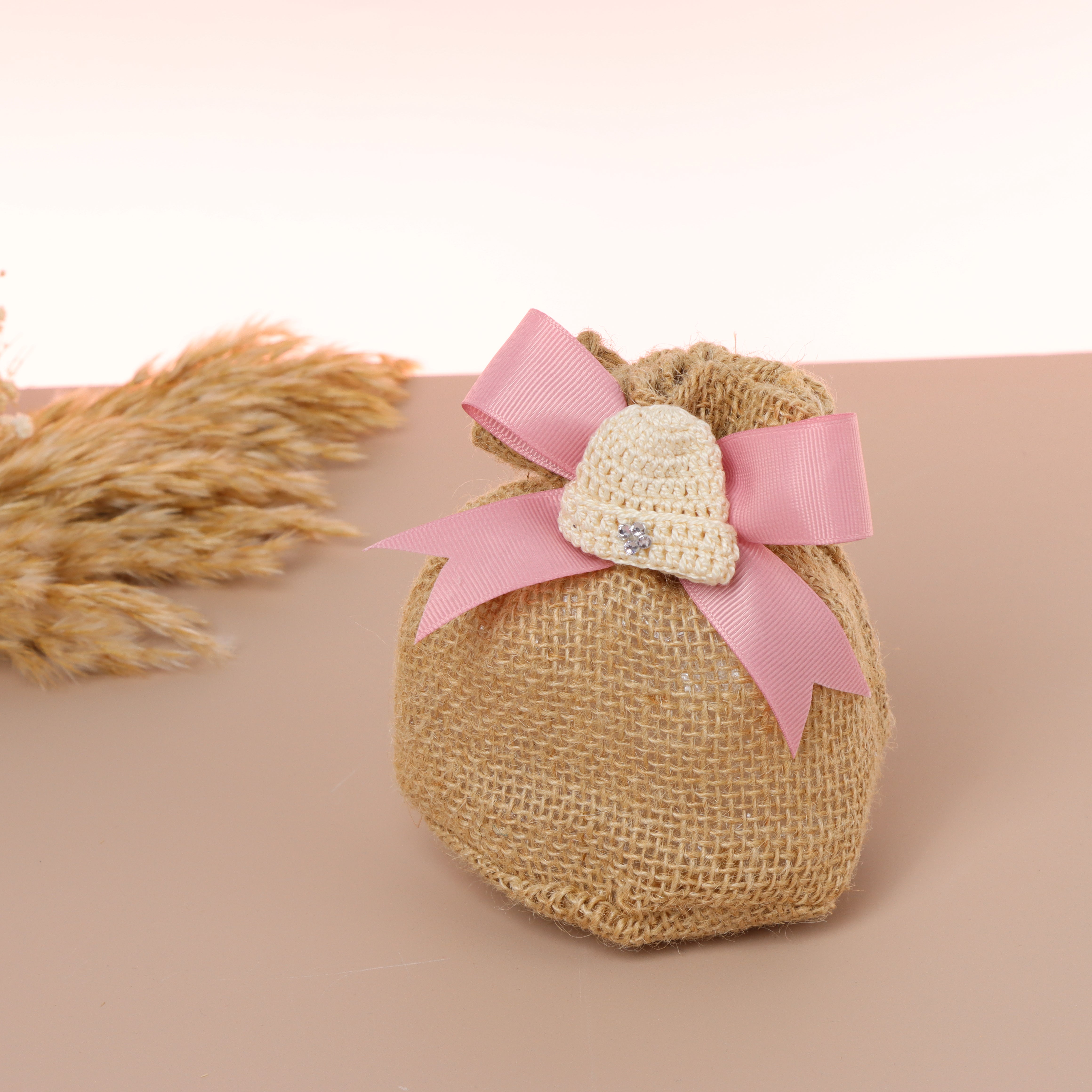 Set of 20 Baby crochet hat decorated chocolate bag