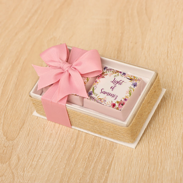 Set of 20 Baby Girl Personalized chocolate view top box
