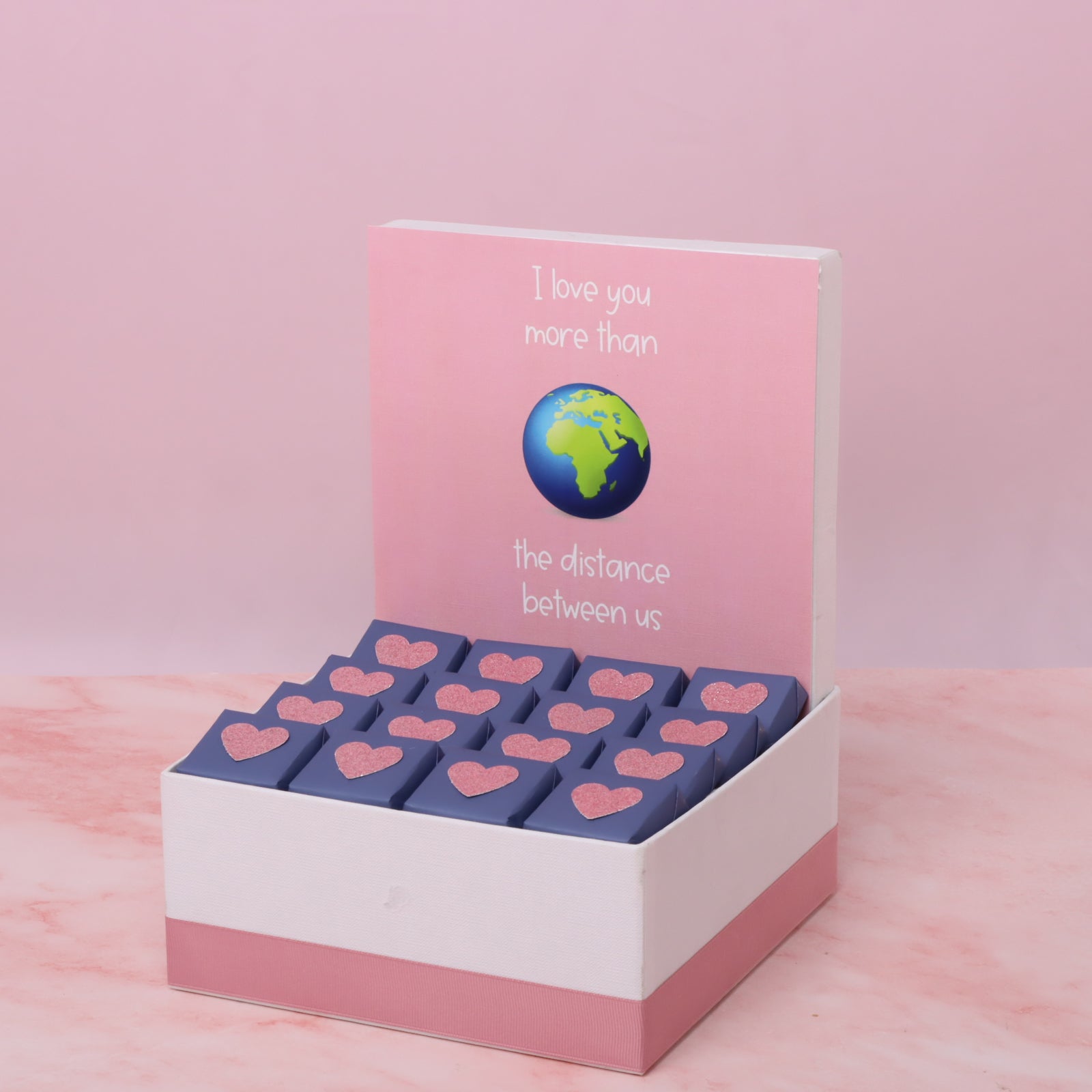 I love you more than the distance between us valentine design chocolate medium hamper