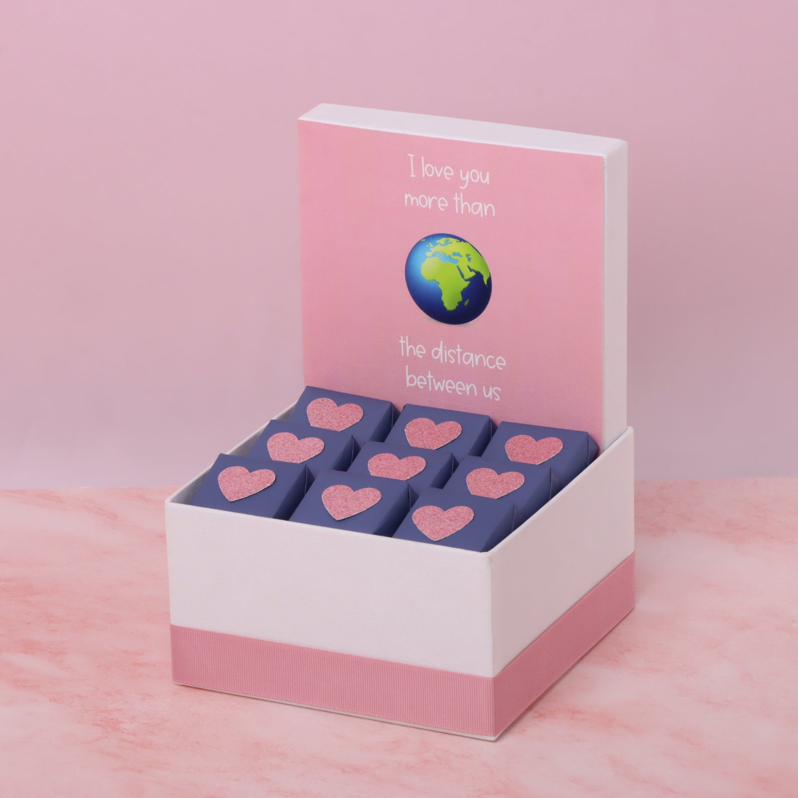 I love you more than the distance between us valentine design chocolate small hamper