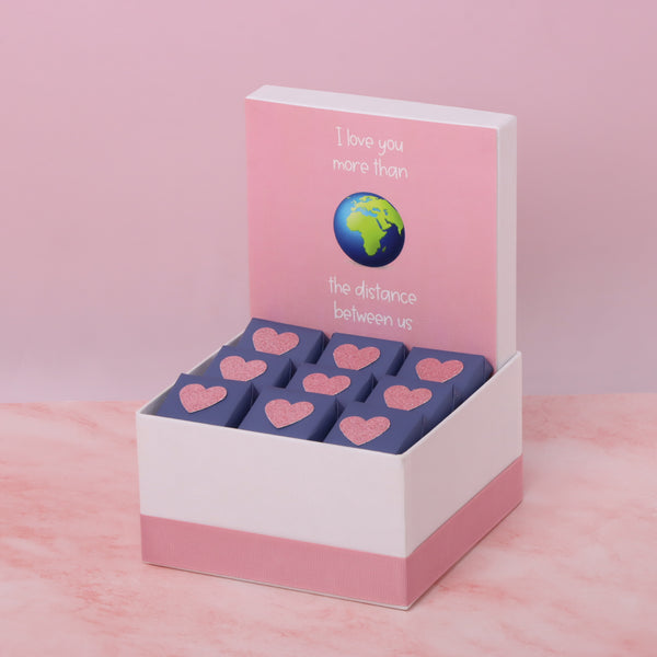I love you more than the distance between us valentine design chocolate small hamper