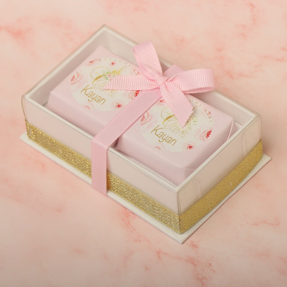 Set of 20 Personalized Baby Girl chocolate view top box