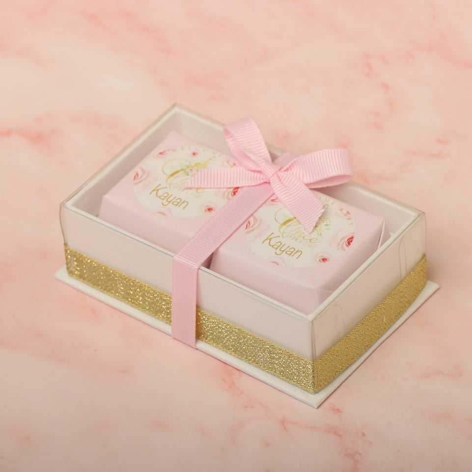 Set of 20 Personalized Baby Girl chocolate view top box