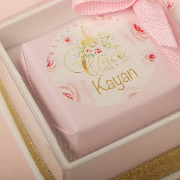 Set of 20 Personalized Baby Girl chocolate view top box