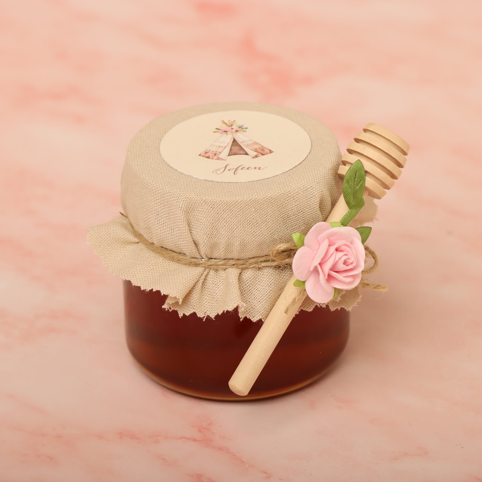 Set of 20 Baby flower decorated honey glass jar