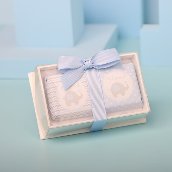 Set of 20 Baby Elephant theme personalized chocolate view top box