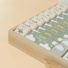 Baby boy air balloon theme chocolate medium leather tray with personalized designed acrylic backdrop