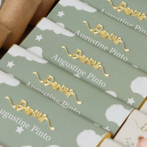 Baby boy air balloon theme chocolate medium leather tray with personalized designed acrylic backdrop