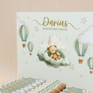 Baby boy air balloon theme chocolate medium leather tray with personalized designed acrylic backdrop