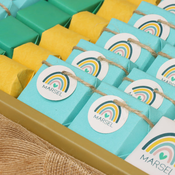 Baby boy rainbow theme personalized chocolate leather tray