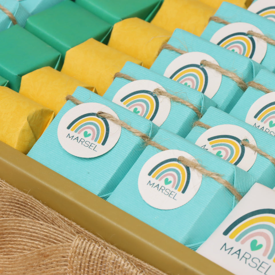 Baby boy rainbow theme personalized chocolate leather tray