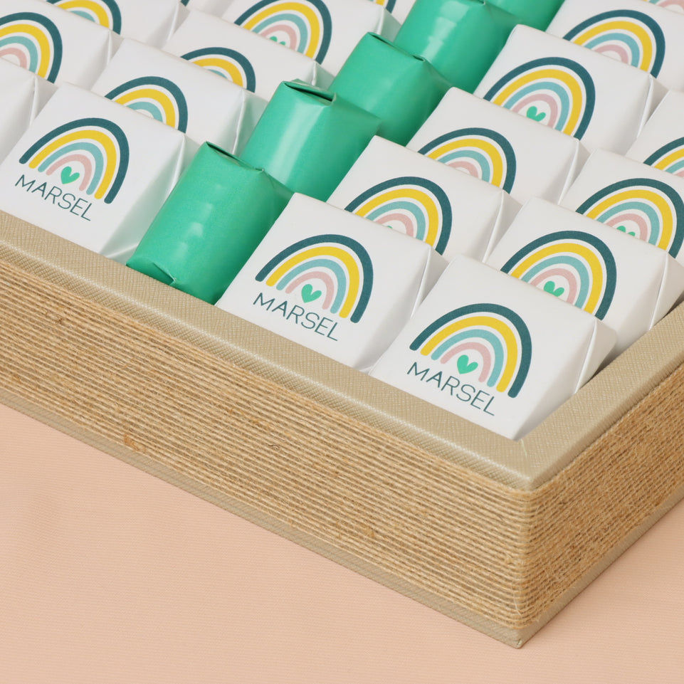 Baby boy rainbow theme personalized chocolate leather tray