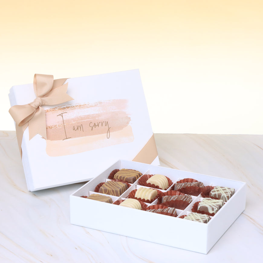 I'm sorry stain designed 12-piece chocolate hard box