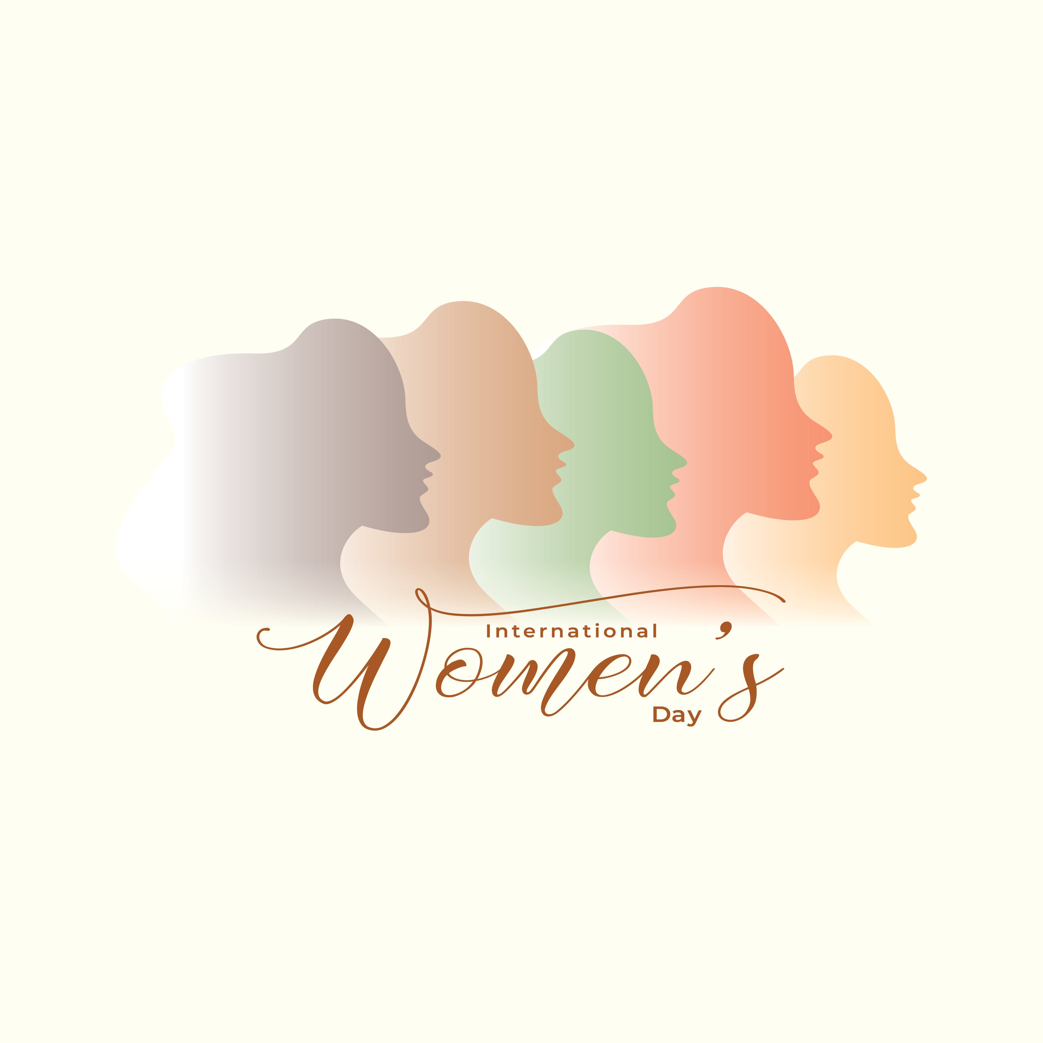 International women's day women face silhouettes greeting card