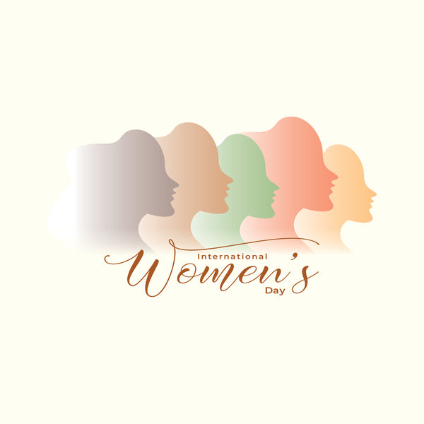 International women's day women face silhouettes greeting card