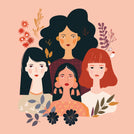 International women's day women with branches greeting card