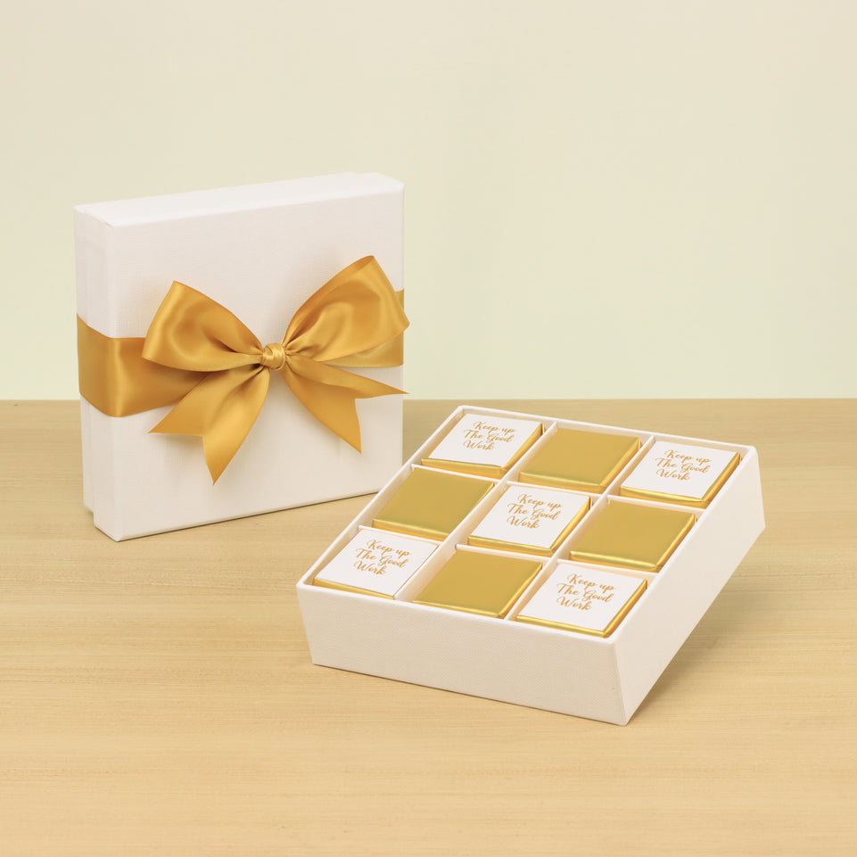 Keep up the good work classic gold designed 9 piece premium chocolate hard box