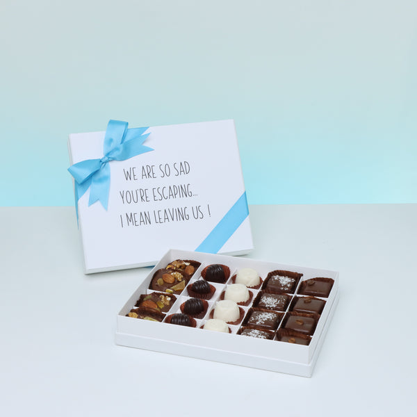 We're so sad you're escaping designed 20piece premium chocolate hard box