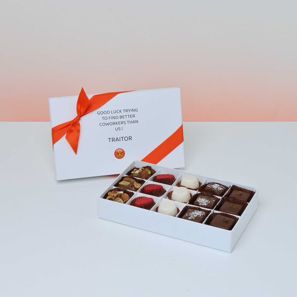 Good luck trying to find better co-worker than us traitor designed 15piece premium chocolate hard box