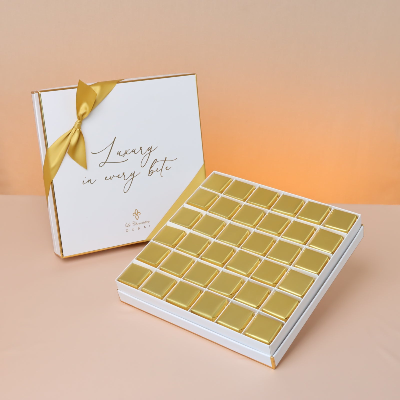 Luxury White & Gold designed chocolate 36p hard box