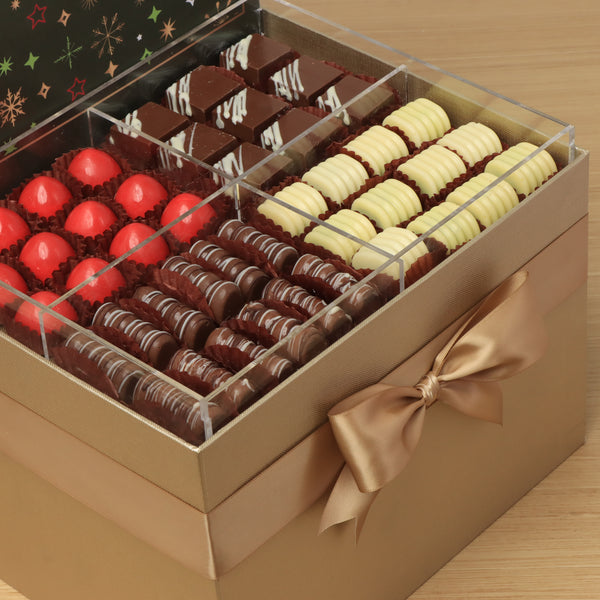 Season's Greetings with acrylic designed premium chocolate large hamper