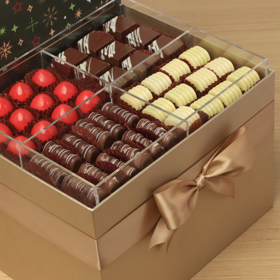 Season's Greetings with acrylic designed premium chocolate large hamper