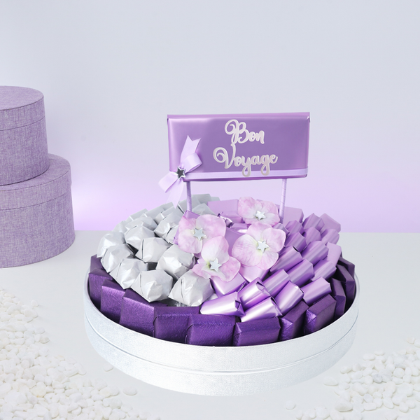 Bon voyage premium chocolate leather round tray