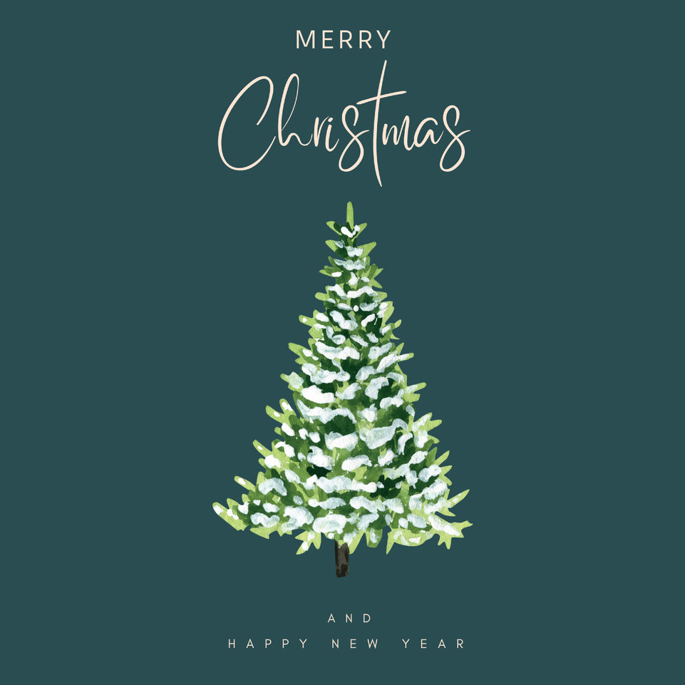 Merry christmas bright tree greeting card