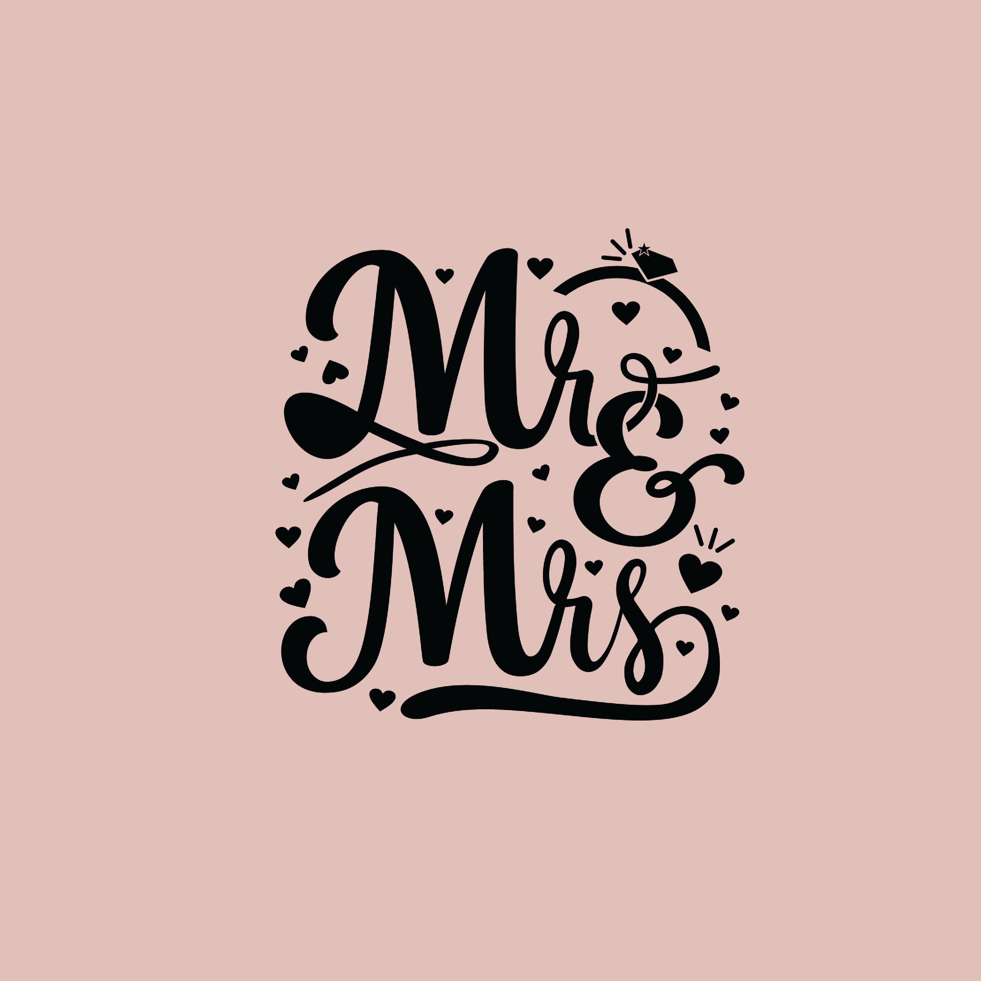 Mr and mrs text with little hearts greeting card
