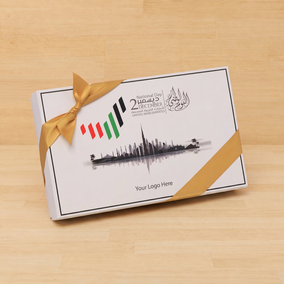 Set of 4 corporate customized UAE national day designed premium chocolate 15P hard box