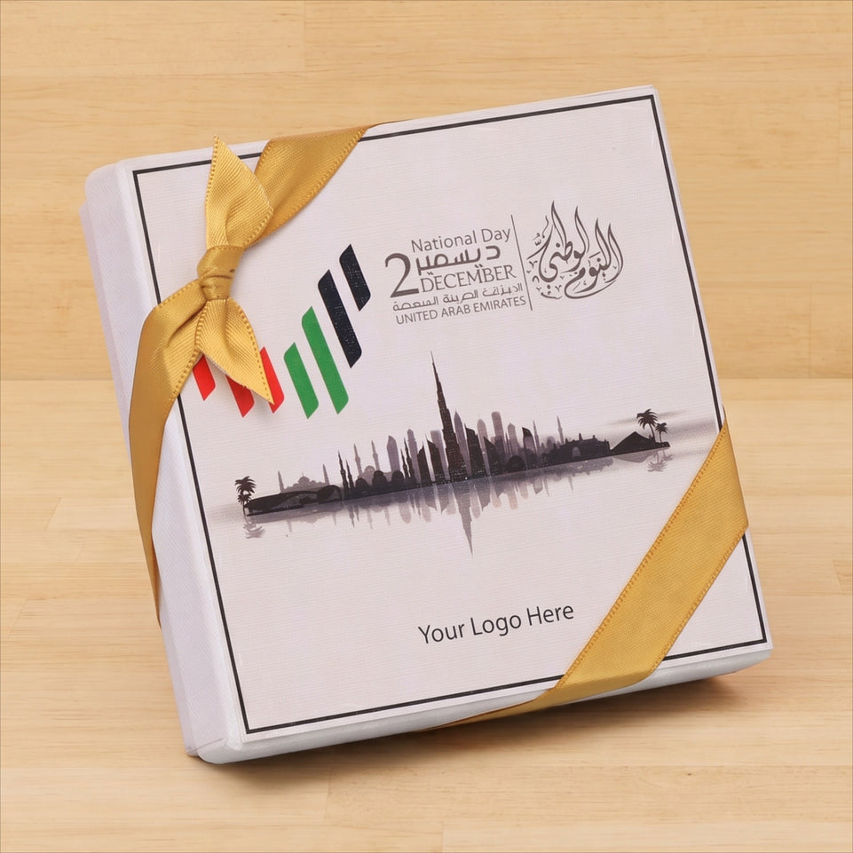 Set of 2 corporate customized UAE national day designed premium chocolate hard box